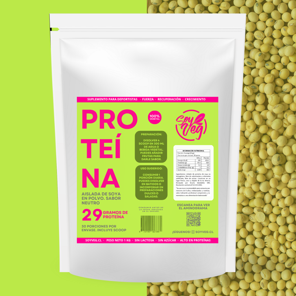 Proteína de soya sin sabor 1 Kg 30 porciones– Recuperación y energía para tu día
