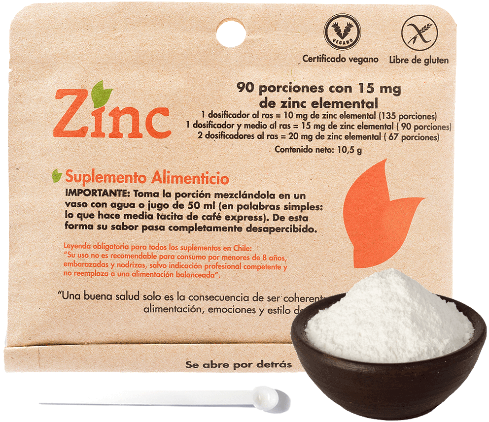 Zinc en Polvo – Alta Pureza | 90 porciones de 15 mg de Zinc Elemental