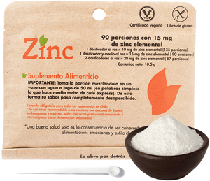 Zinc en Polvo – Alta Pureza | 90 porciones de 15 mg de Zinc Elemental